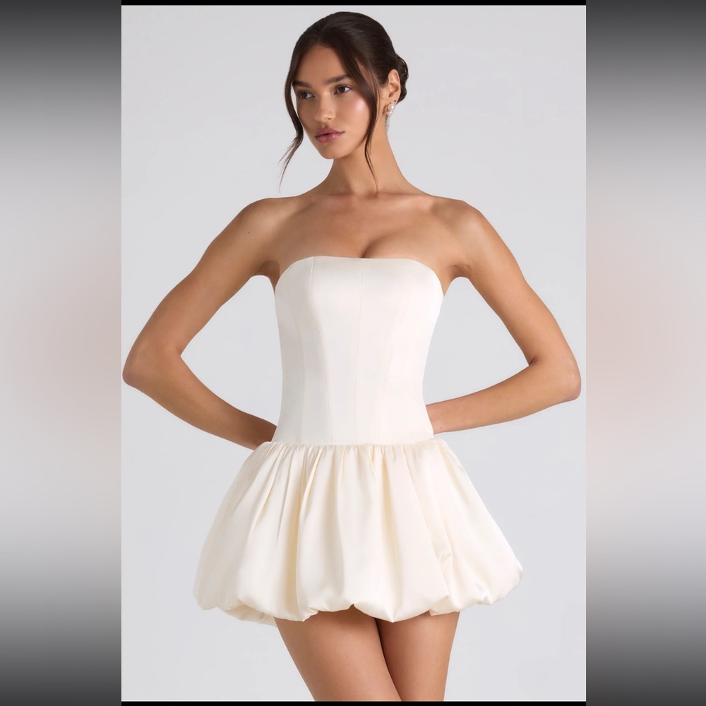 Oh Polly Bubble Strapless Corset Dress - Ivory Size 6